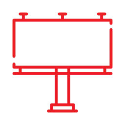 a red sign on a black background