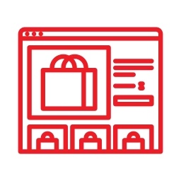 a red line art of a website