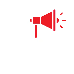 a red megaphone and white paper