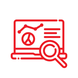 seo services a red line art of a laptop with a magnifying glass