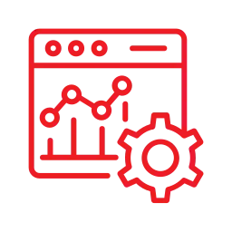 a red neon sign with a graph and gear a red neon sign with a graph and gear