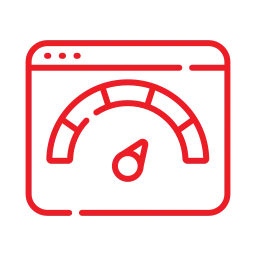 a red neon sign with a speedometer